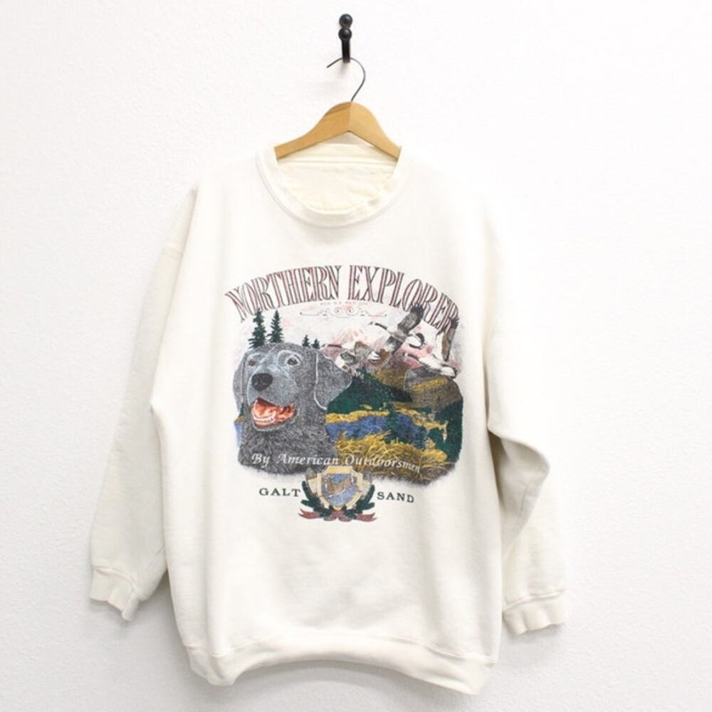 Vintage 90s Northern Explorer Wilderness White Sweatshirt Mens XL Outdoor